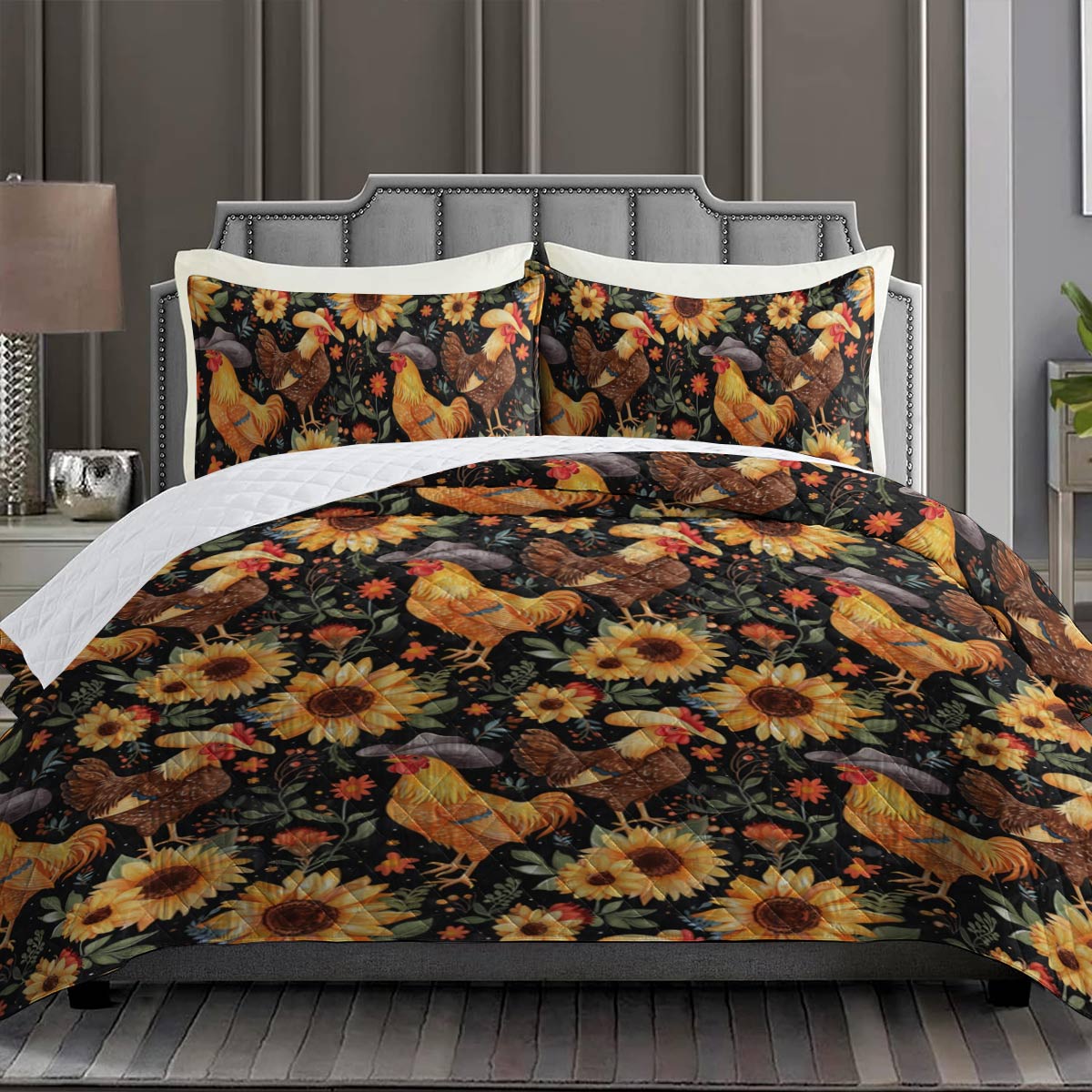 Shineful - All Season Quilt 3-Piece Set Chicken Cowboy