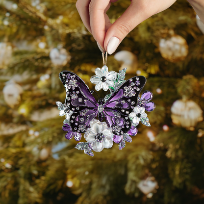 Shineful 2D Acrylic Ornament Elegent Crystal Purple Butterfly