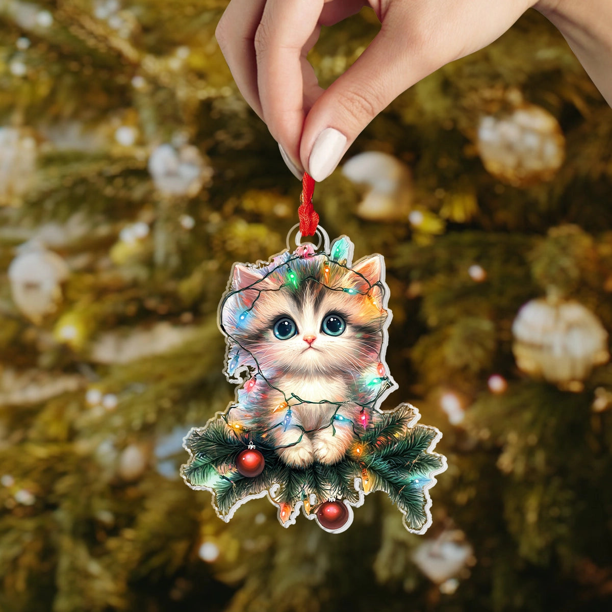 Shineful Acrylic Ornament Christmas Kitty