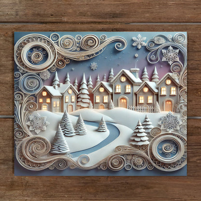 Shineful 2D Metal Sign Wintery Town