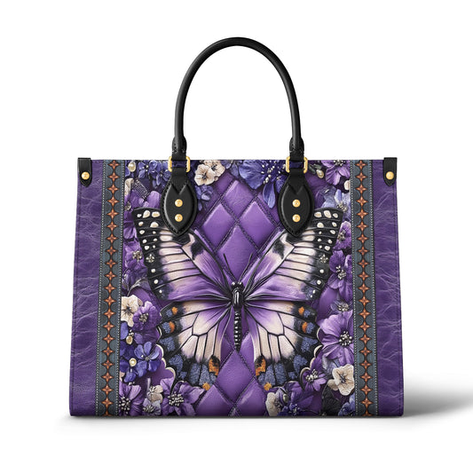 Glänzende Ledertasche Violett Grace Bloom