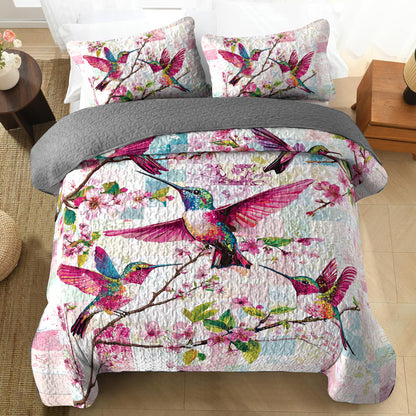 Shineful All Season Quilt 3-Piece Set Blossom Hummingbird