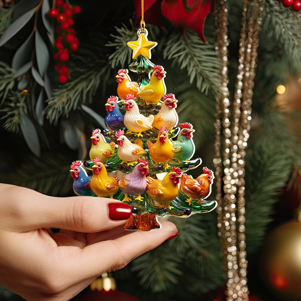 Shineful 2D Acrylic Ornament Festive Flock Christmas Tree