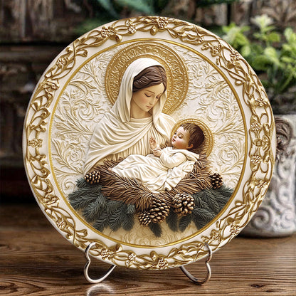 Shineful 2D Wooden Plaque, Hanging Decor, Door Sign - Mother’s Embrace Mary & Jesus