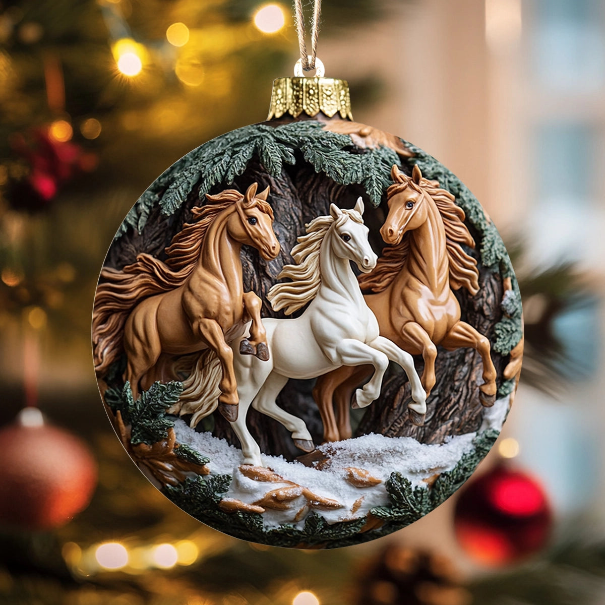 Shineful 2D Acrylic Ornament Majestic Horses Christmas