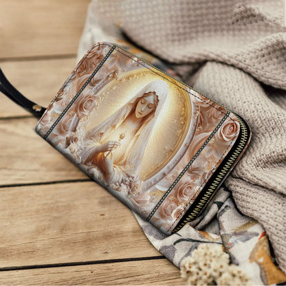 Shineful Leather Clutch Purse With Wristlet Strap Handle Rose Of The Divine