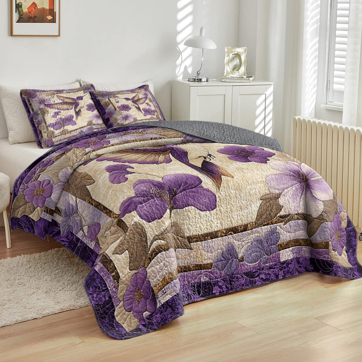 Shineful All Season Quilt 3-Piece Set Hummingbird Dreams