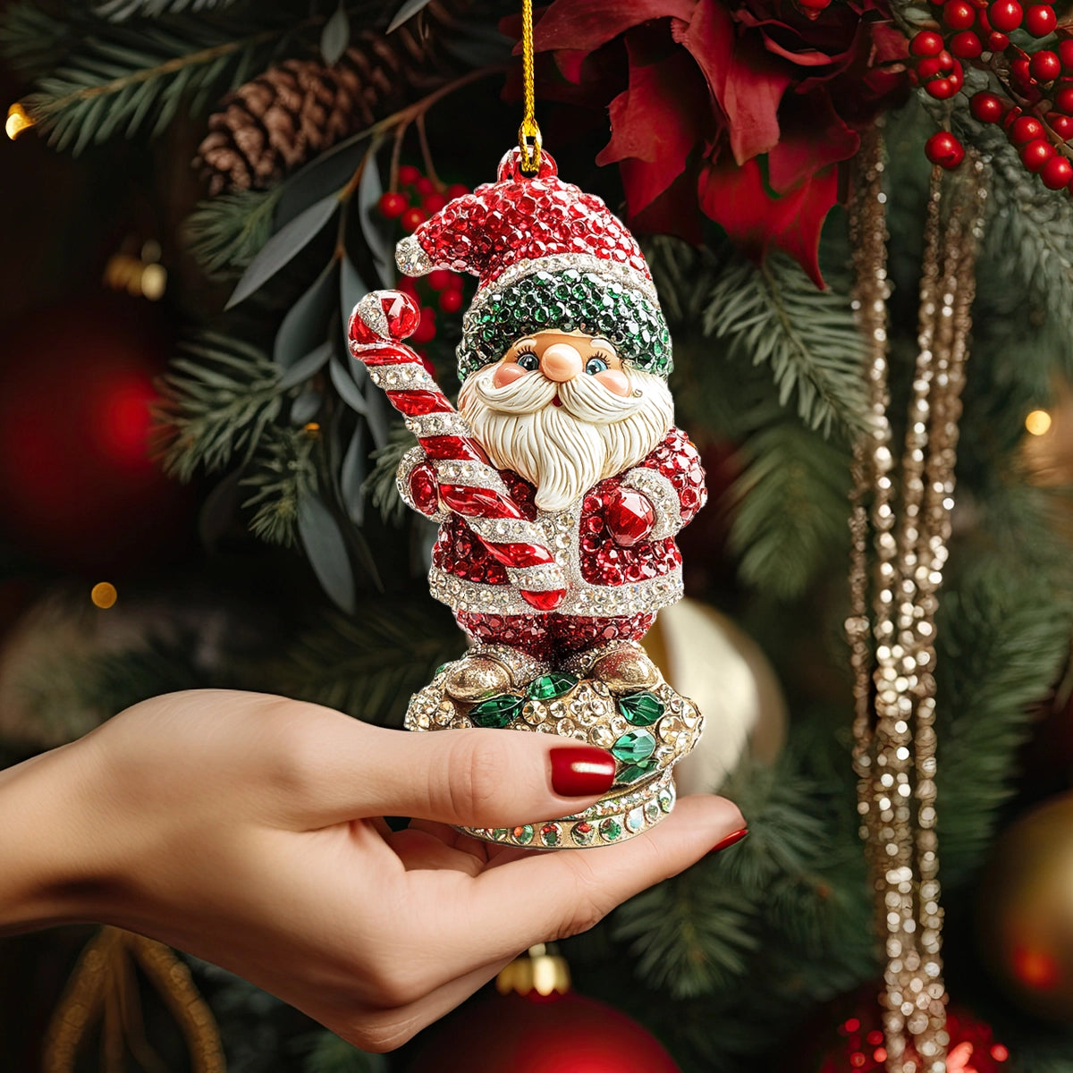 Shineful 2D Acrylic Ornament Sparkling Santa Charm