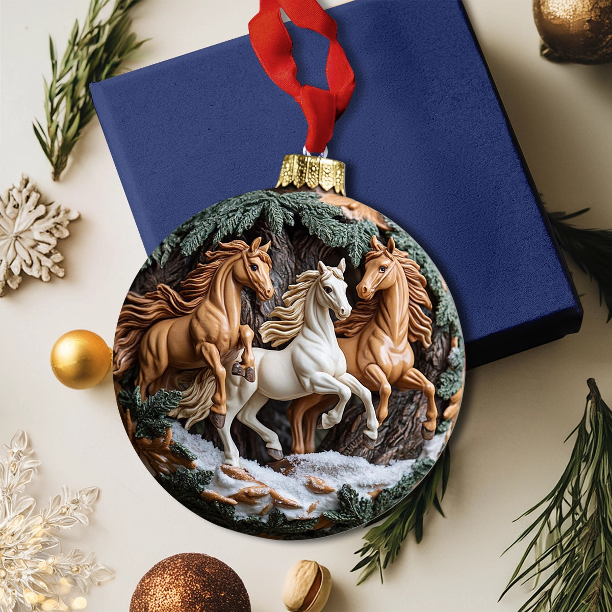 Shineful 2D Acrylic Ornament Majestic Horses Christmas