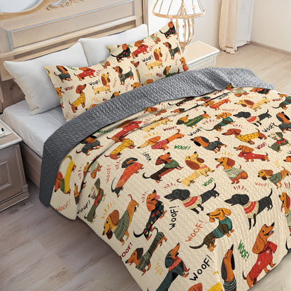 Shineful All Season Quilt 3-Piece Set - Dapper Dachshunds Woof-tastic