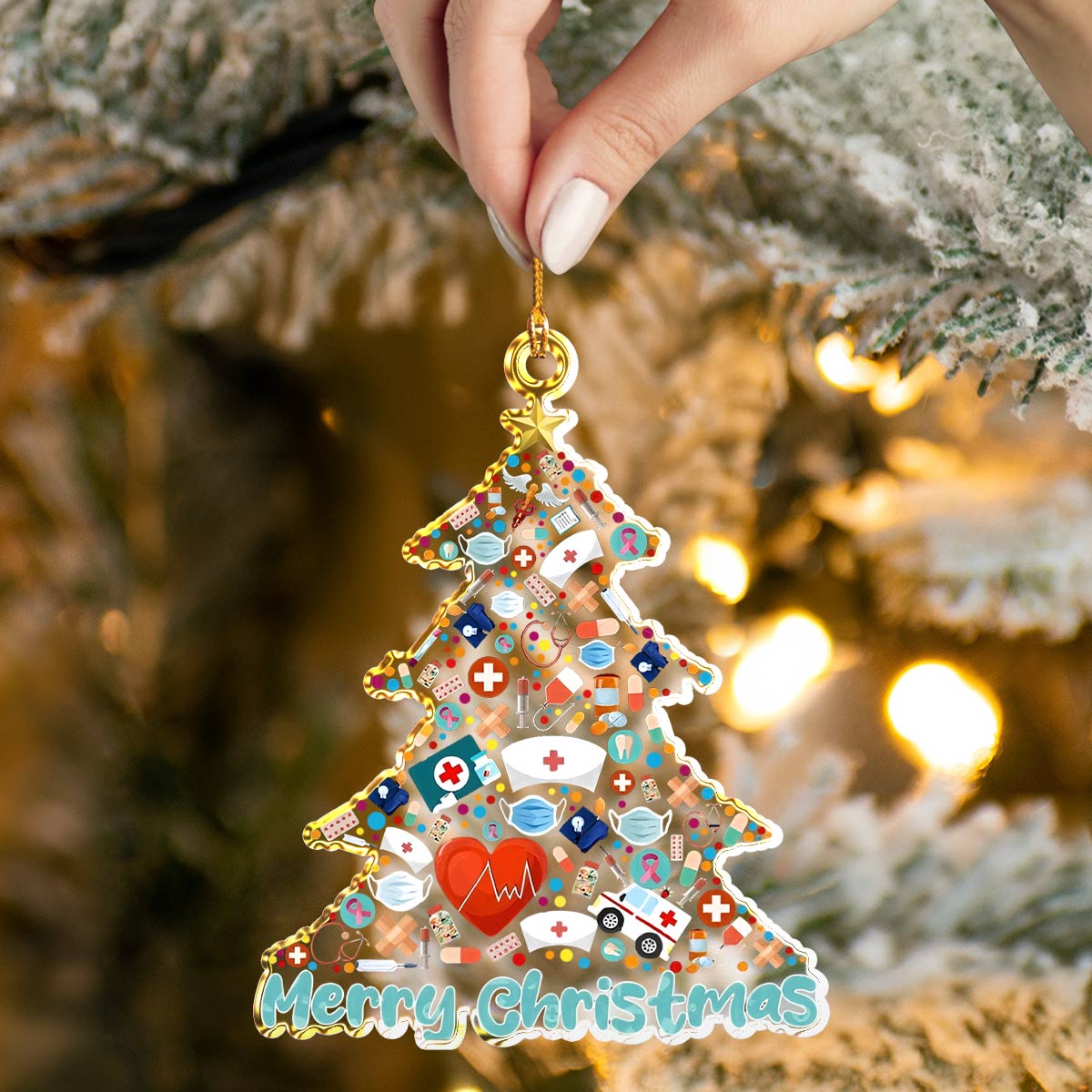 Shineful 2D Acrylic Ornament Merry Medics Holiday