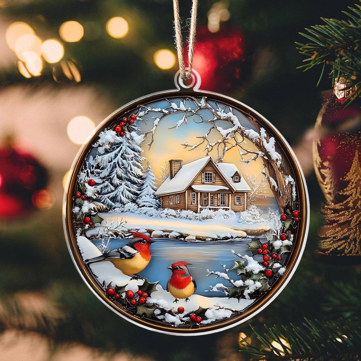 Shineful 2D Acrylic Ornament Winter Cabin - Pack Discount