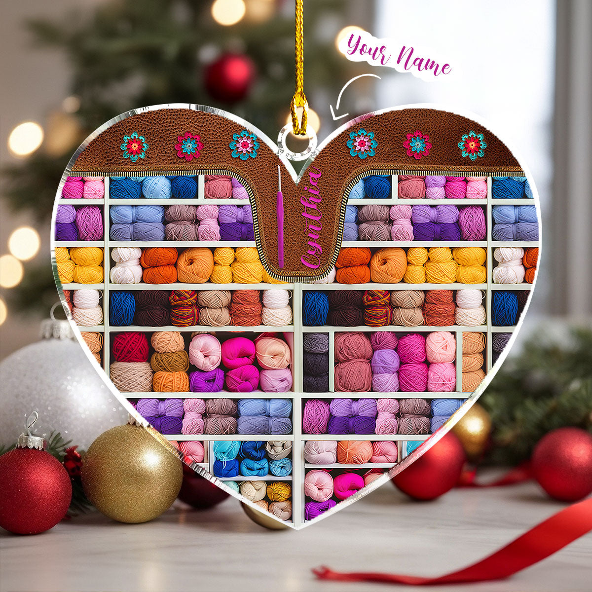 Shineful 2D Acrylic Ornament - Personalized Yarn Addict