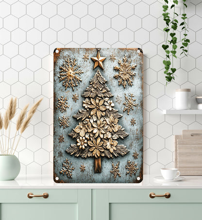 Shineful 2D Metal Sign Vintage Floral Christmas Tree