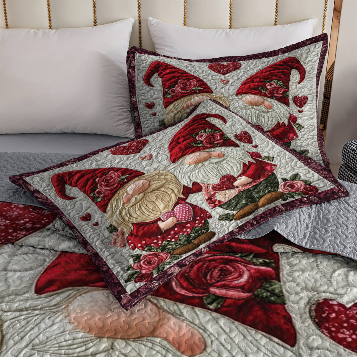 Shineful Flat Print All Season Quilt 3-Piece Set - Valentine Gnome