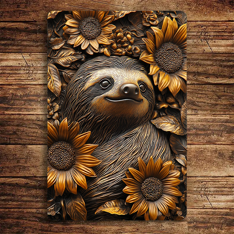 Shineful 2D Metal Sign Sloth With Sunflower