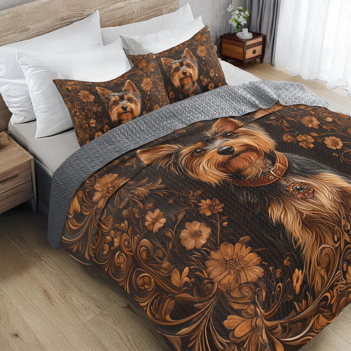 Shineful All Season Quilt 3-Piece Set Timeless Yorkie Charm