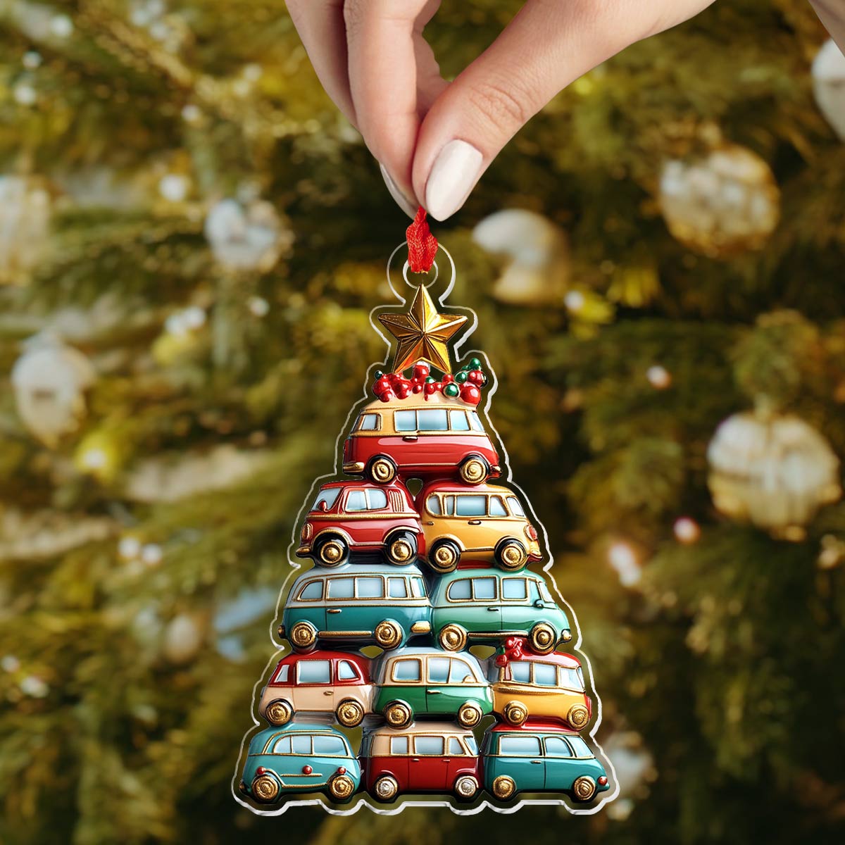 Shineful 2D Acrylic Ornament Camper Christmas Tree