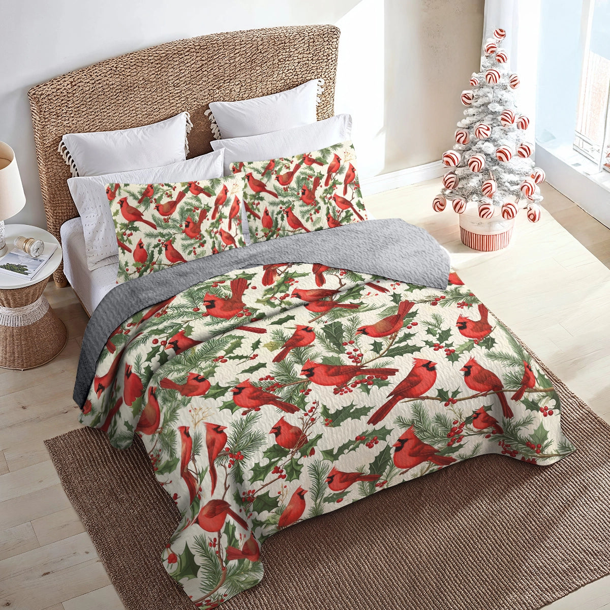 Shineful All Season Quilt 3-Piece Set - Cardinal Winter Wonderland