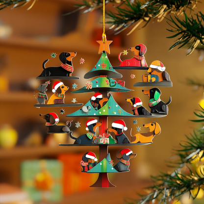 Shineful 2D Acrylic Ornament - Tree of Dachshund Love