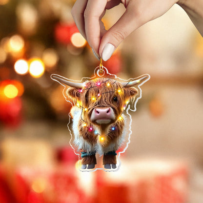 Shineful 2D Acrylic Ornament - Highland Cow Christmas