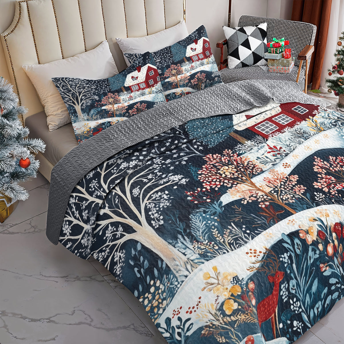 Shineful All Season Quilt 3-Piece Set - Winter Wonderland Forest