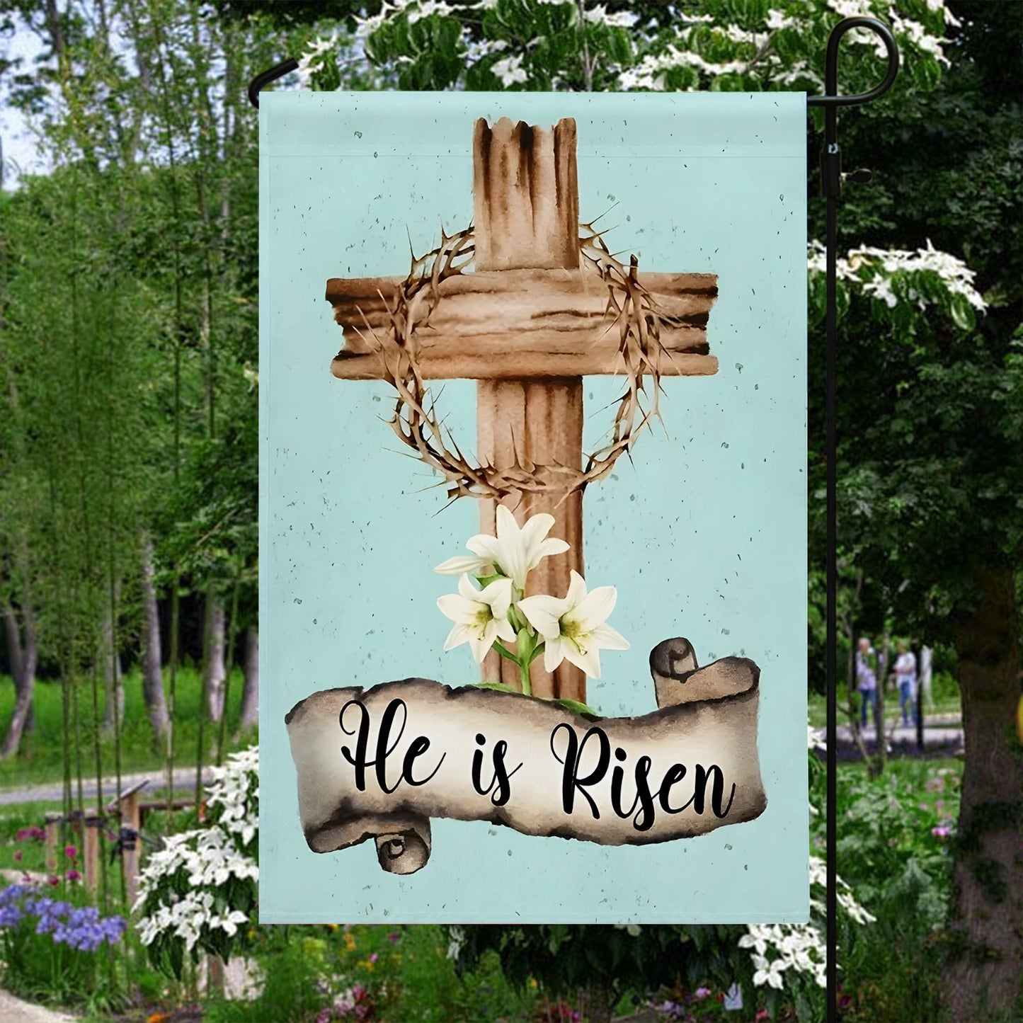 Shineful Garden Flag 12" x 18" Peaceful Easter Cross