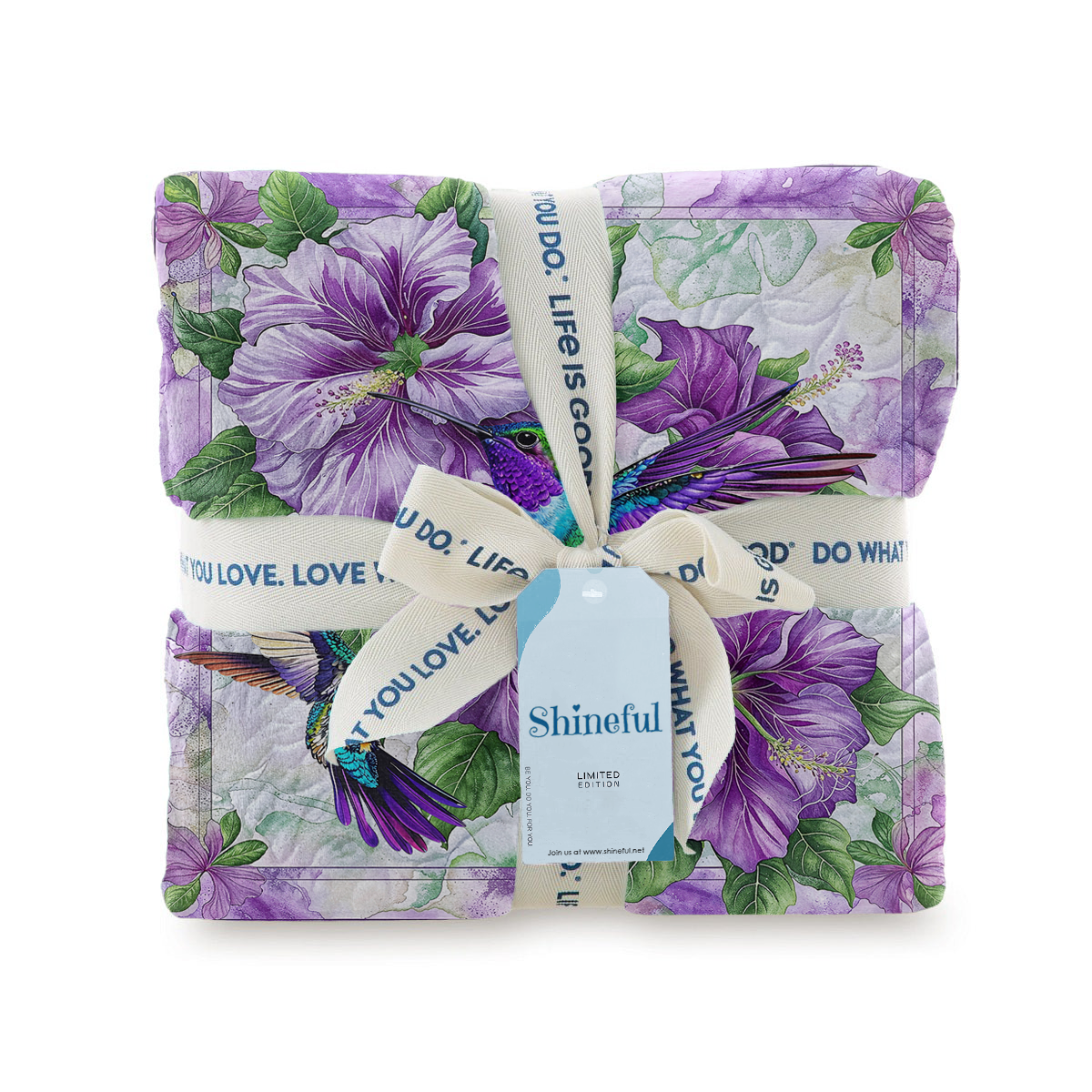 Shineful Fleece Blanket Gorgeous Hummingbirds With Hibiscus Flowers