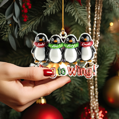 Shineful Personalized 2D Acrylic Ornament Festive Penguigns Family Of 4