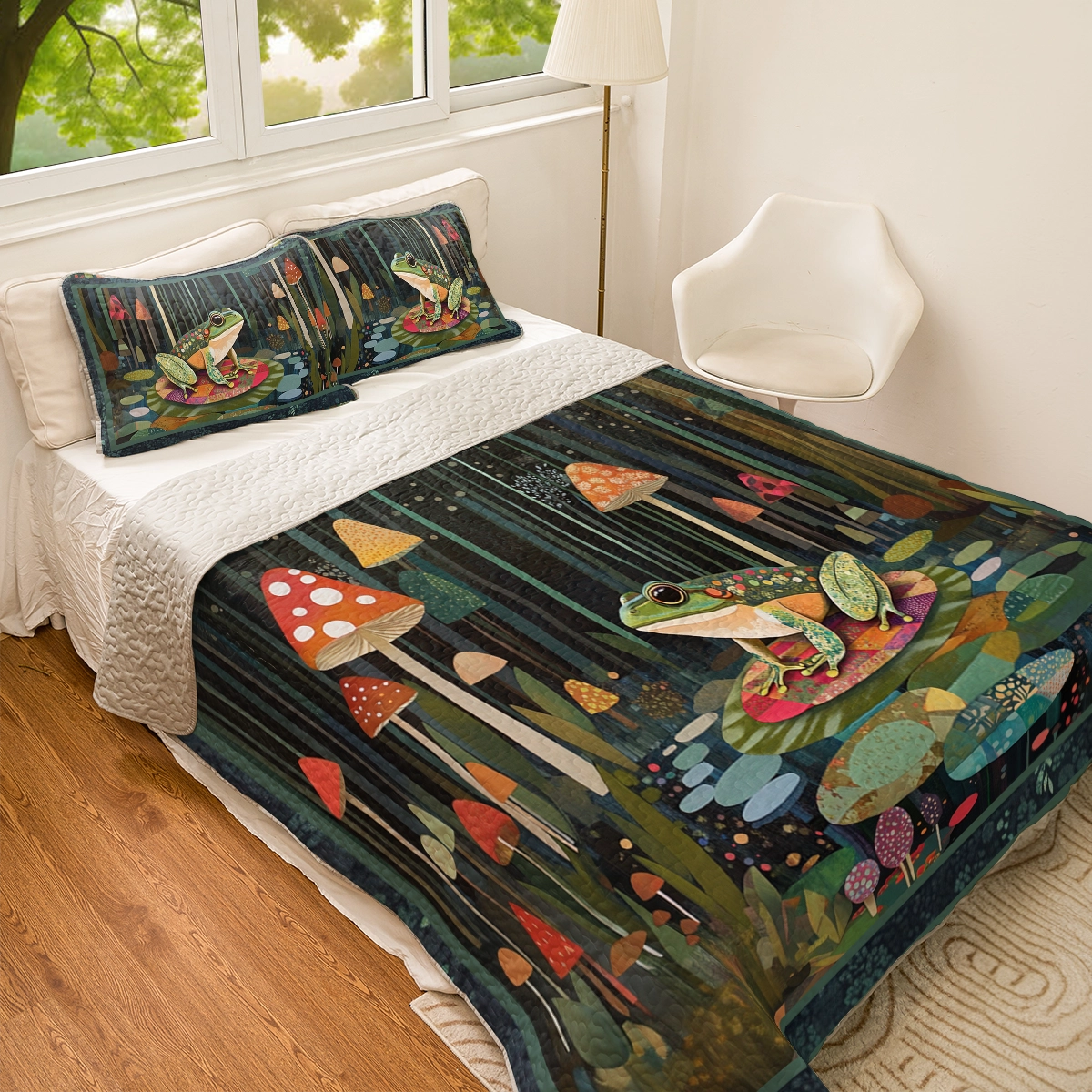 Shineful All Season Quilt 3-Piece Set Frog Enchanting Woodland