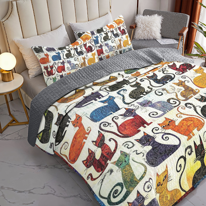 Shineful All Season Quilt 3-Piece Set - Purrfectly Playful Cats