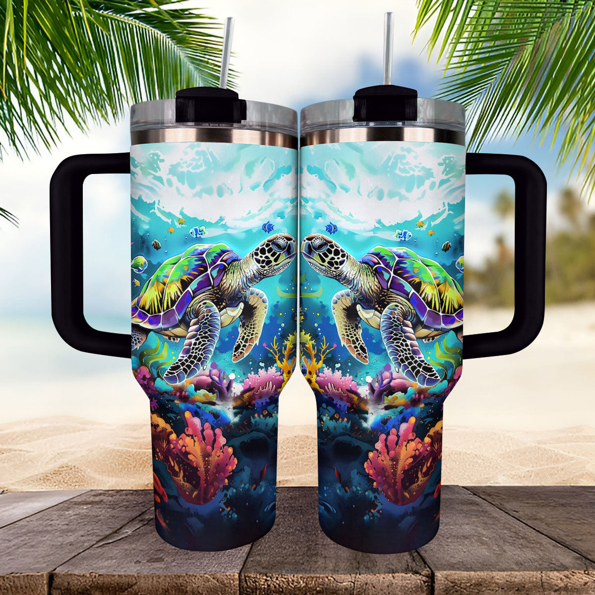 Shineful Tumbler Neon Sea Turtle