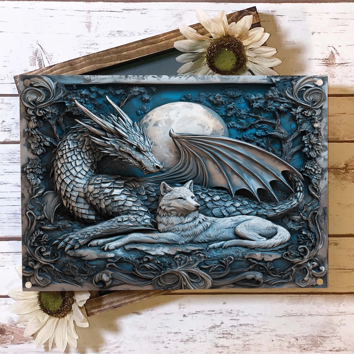 Shineful 2D Metal Sign Dragon Moonlit Guardians