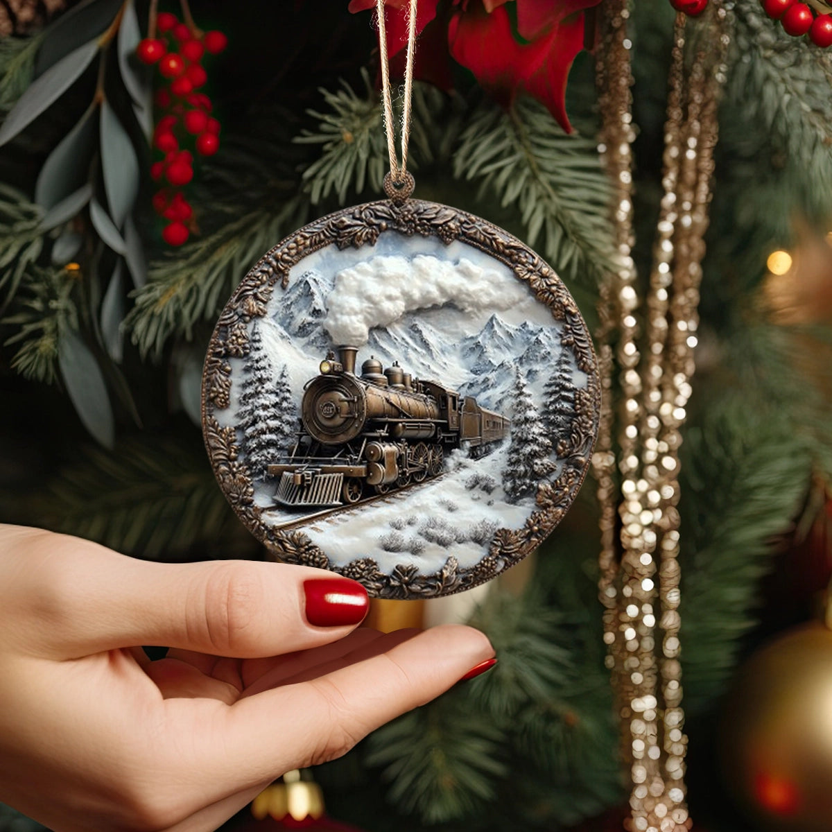 Shineful Acrylic Ornament Snowy Steam Train