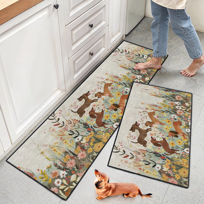 Shineful Ultra-Thin Non Skid Floor Mat, Kitchen Rugs Dachshund Floral