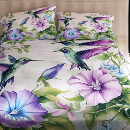 Shineful 4-Piece Bed Sheet Set Charming Hummingbirds