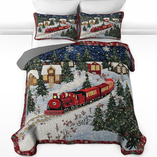 Shineful All Season Quilt 3-teiliges Set Weihnachtszug Winterwunderland