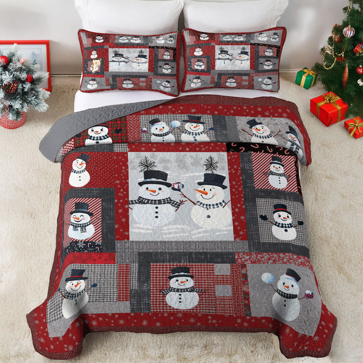 Shineful All Season Quilt 3-Piece Set Playful Snowmen