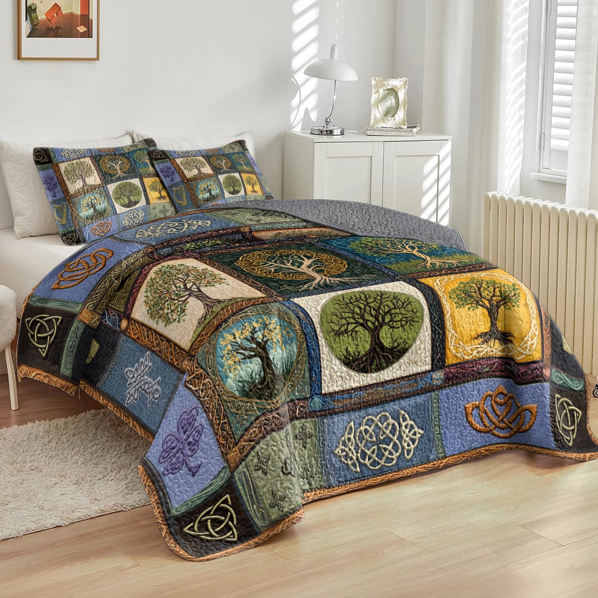 Shineful All Season Quilt 3-Piece Set Celtic Ancient Tree of Life