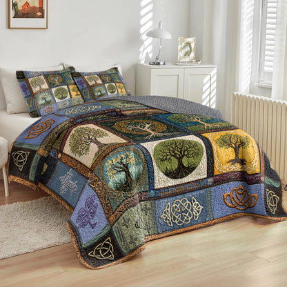 Shineful All Season Quilt 3-Piece Set Celtic Ancient Tree of Life