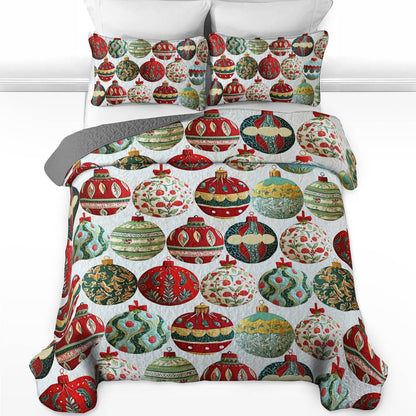 Shineful All Season Quilt 3-teiliges Set mit Weihnachtsornamenten