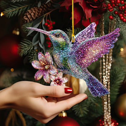 Shineful 2D Acrylic Ornament Twilight Bloom Hummingbird