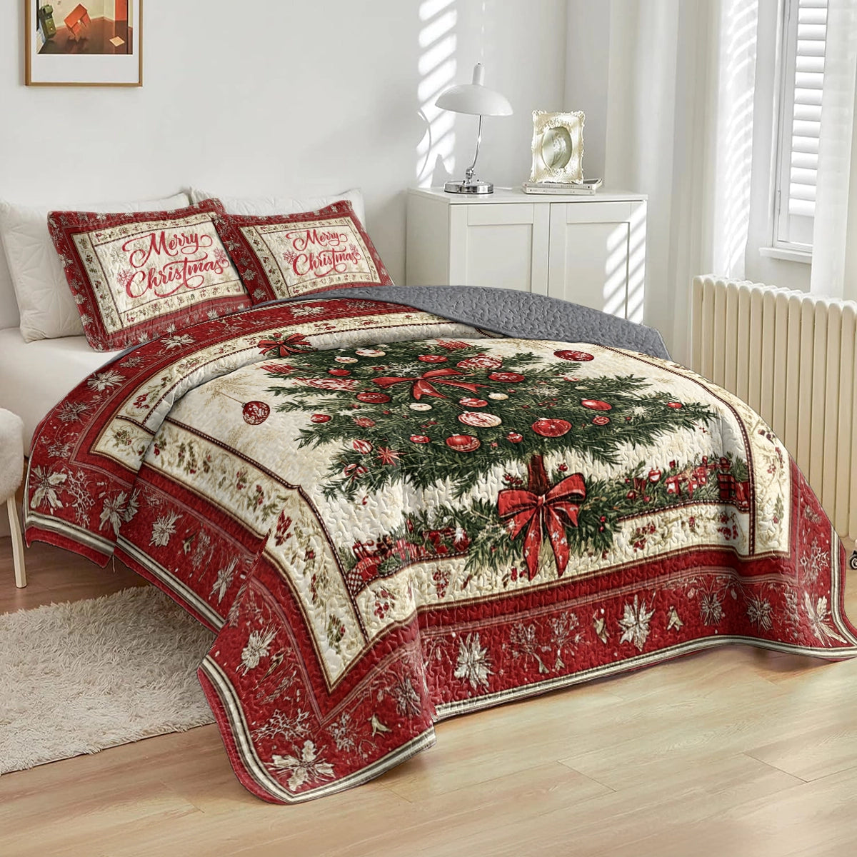 Shineful All Season Quilt 3-Piece Set Christmas Joy Comforter