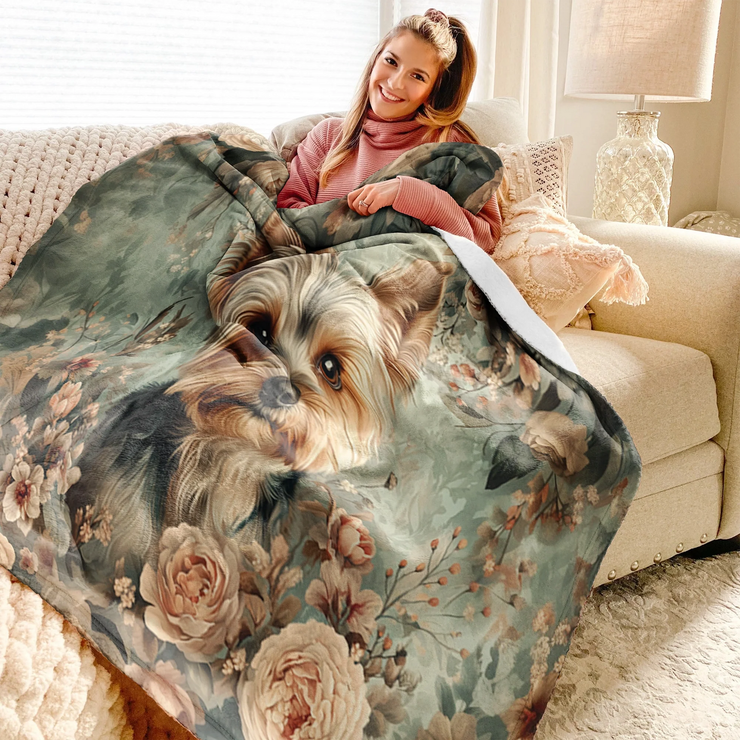 Shineful Fleece Blanket Yorkie Blossom Luxe