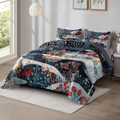 Shineful All Season Quilt 3-Piece Set - Winter Wonderland Forest