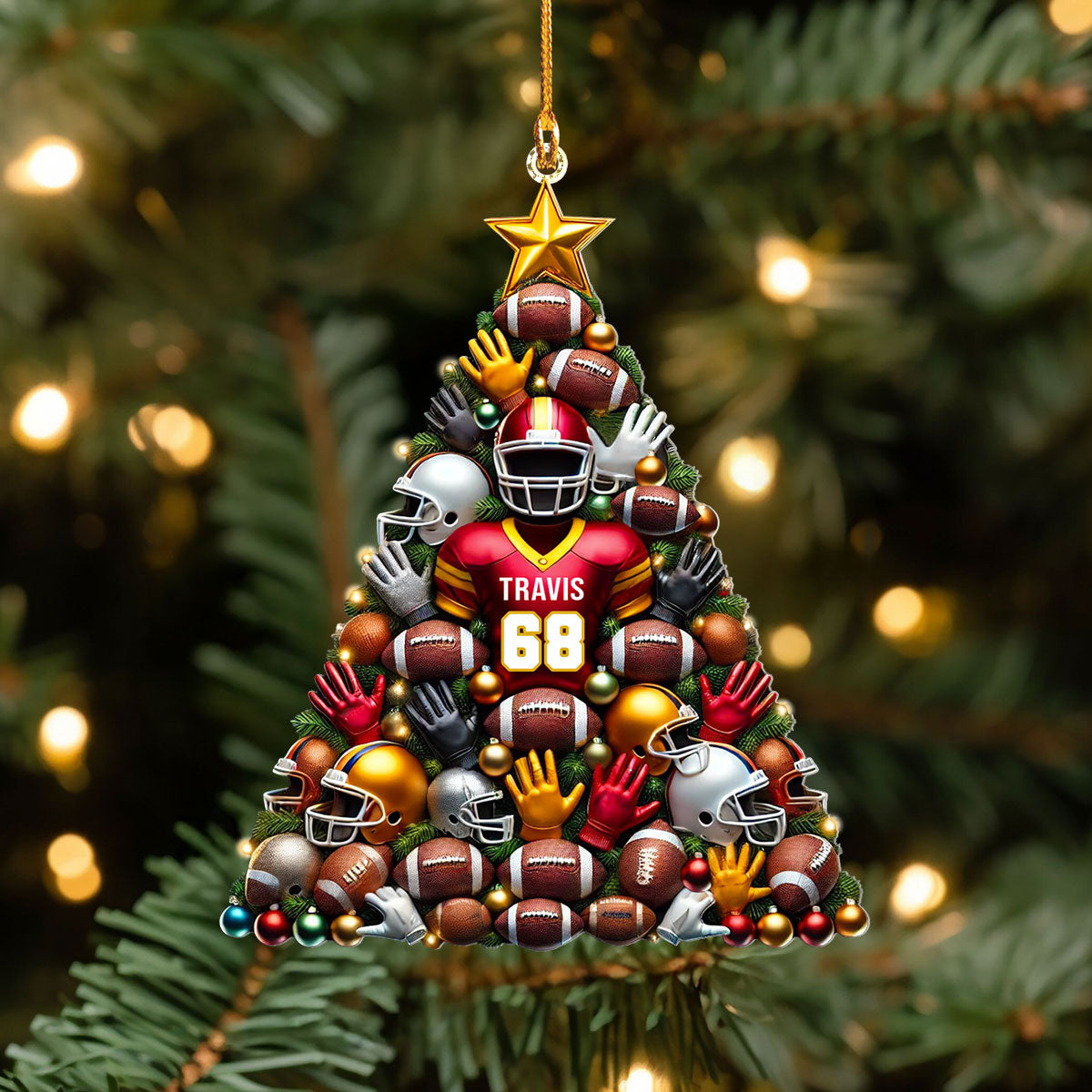 Shineful Personalized 2D Acrylic Ornament Football Christmas Spirit