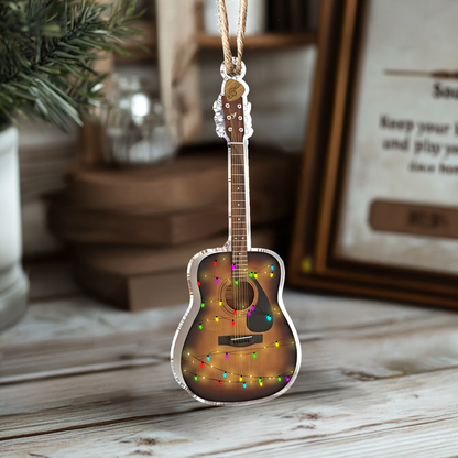 Glänzendes 2D-Acryl-Ornament „Meine erste Akustikgitarre“ 