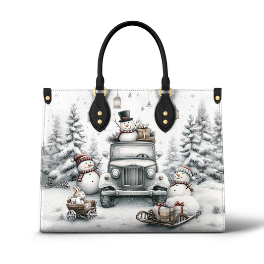 Sac en cuir brillant Bonhomme de neige pour les fêtes de Noël