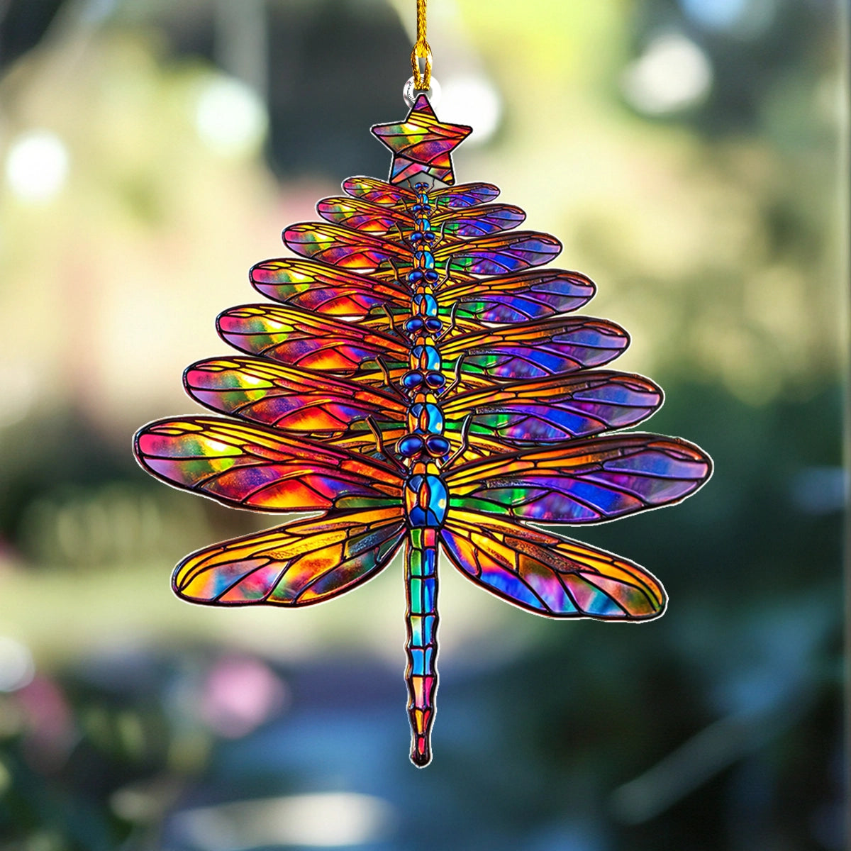 Shineful 2D Acrylic Ornament Radiant Dragonfly Christmas Tree