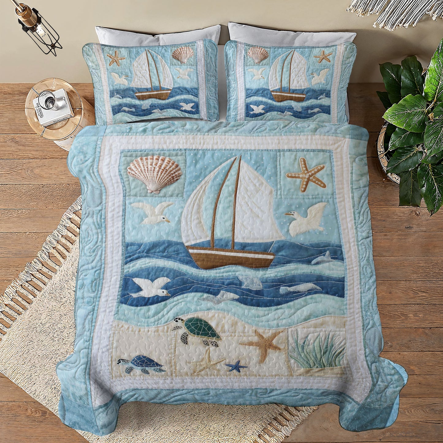 Shineful All Season Quilt 3-Piece Set Ocean Breeze